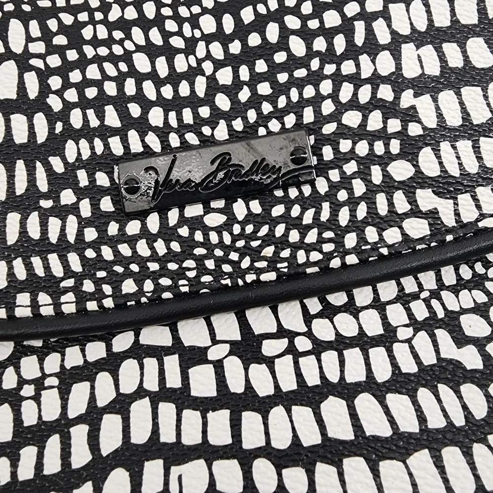 Vera‎ Bradley Black White Faux Leather Embossed Crossbody Bag Animal Print